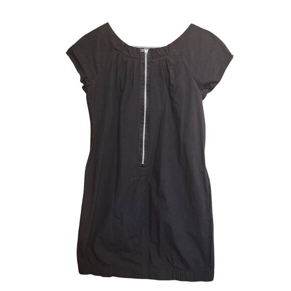 Mossimo Womens Medium Black Bubble Hem Dress Short-Sleeve Exposed Zipper Pockets - Picture 7 of 8